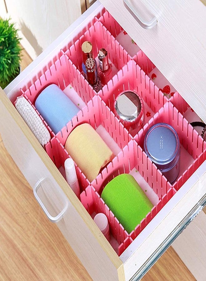 LEAWALL Adjustable Stretchable Interlocking Drawer Clapboard Divider/Grid Closet Sorting Partition/Plastic Strips Separators Cabinet Storage Box Socks/Makeup,1 Set of 6 Pc, Multi Color - Image 2